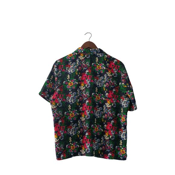 Design Elements Tops - Vintage Women's Dark Floral Blouse Size tag missing Lightweight